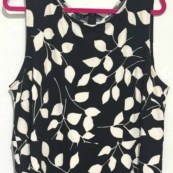 TALBOTS Black and White Leaf Print Dress - Picture 4 of 5